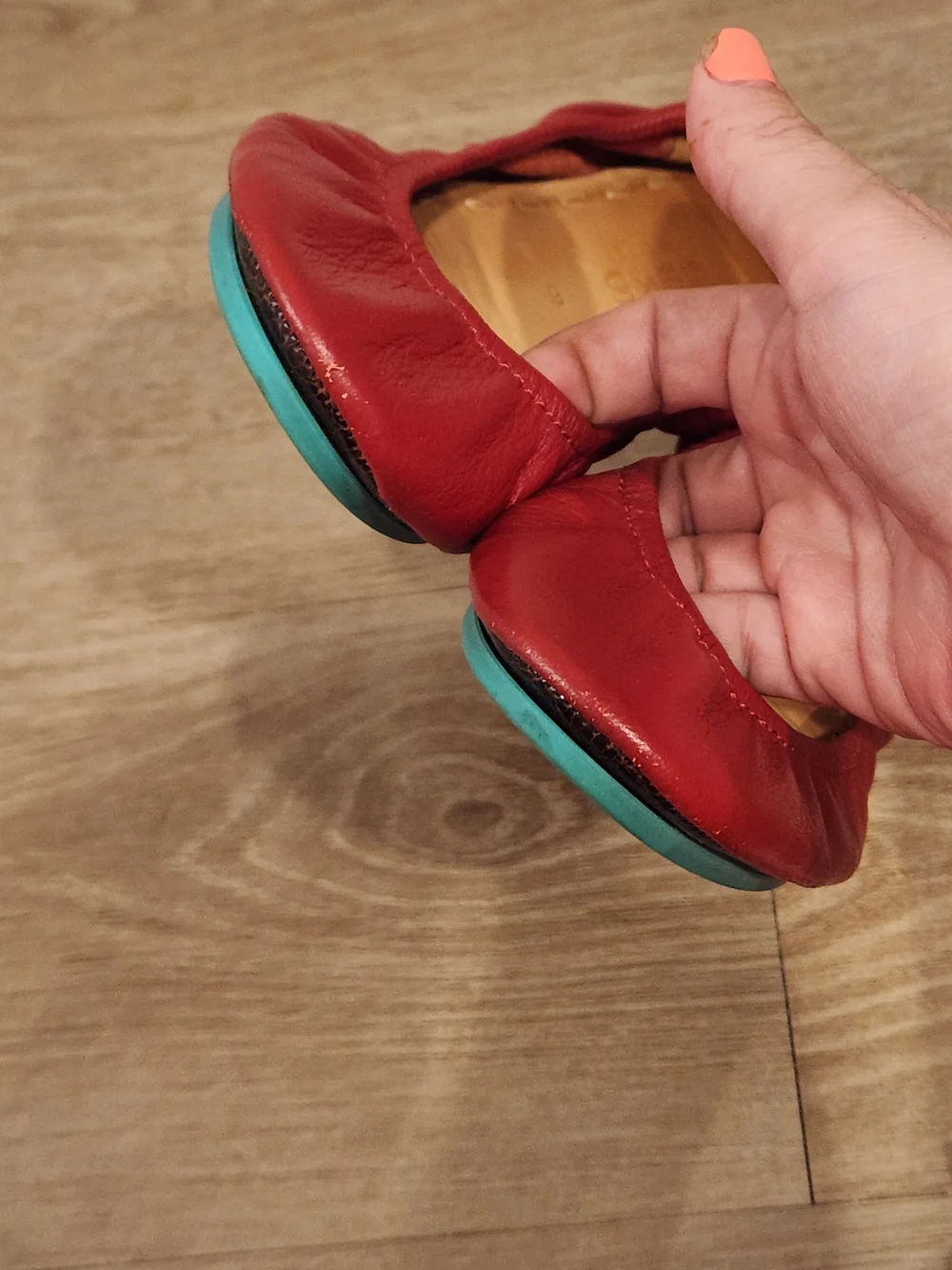 Tieks Cardinal Red Classic Leather Foldable Travel Ballet Flats Women's 6 GUC